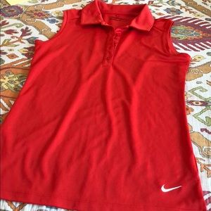Red Nike Golf Dri-Fit Sleeveless Polo